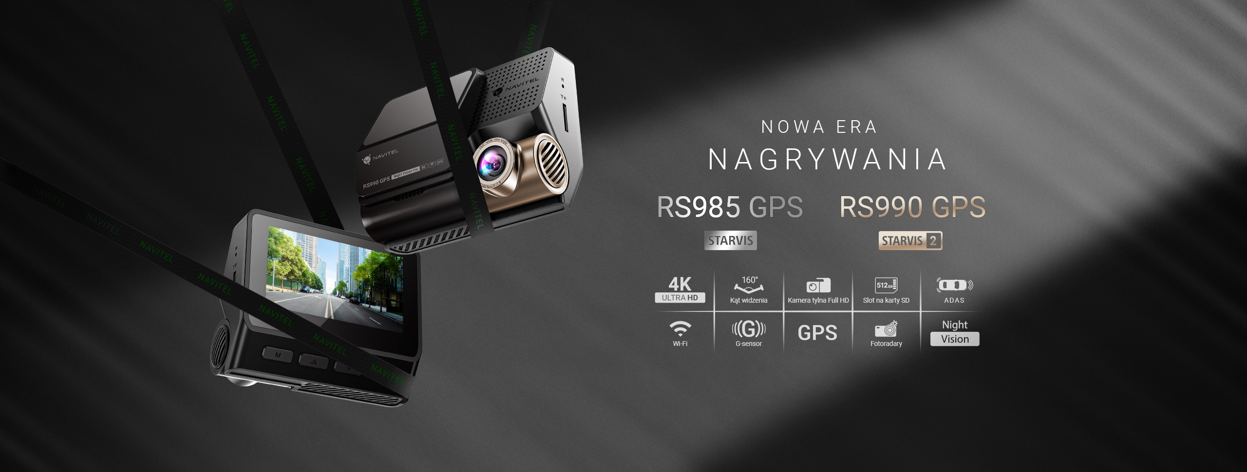 NAVITEL RS990 GPS to kompaktowy wideorejestrator, który nagrywa w rozdzielczości 4K, a dodatkowo posiada wbudowane moduły GPS oraz Wi-Fi, a także system ADAS